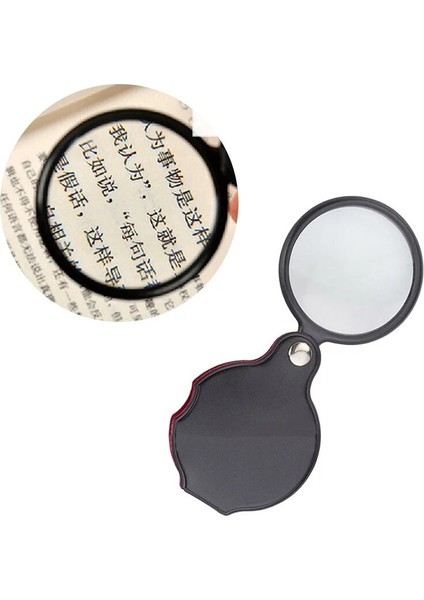 Çap 50 mm Taşınabilir El Büyüteç 8x Deri Büyüteç Büyüteç Cep Büyüteç Okuma Monocle Takı Büyüteç Hediye Gözlük Lupe (Yurt Dışından)