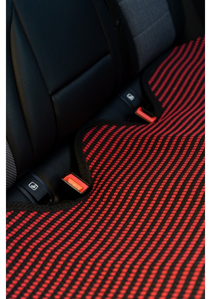 Terletmez Koltuk Koruyucu Kılıf 3 Parça Serme Universal Kırmızı Siyah