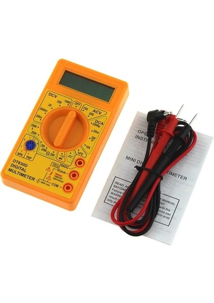 Sarı DT830D Metre DT830D Mini Dijital Multimetre Voltmetre Gerilim Amper Ohm Test Cihazı Dc Ac Ampermetre Güç Ölçer Testi Kurşun Probu Buzzer ile (Yurt Dışından)