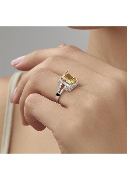 Sitrin Taşlı Baget Gümüş Bayan Yüzük modelleri