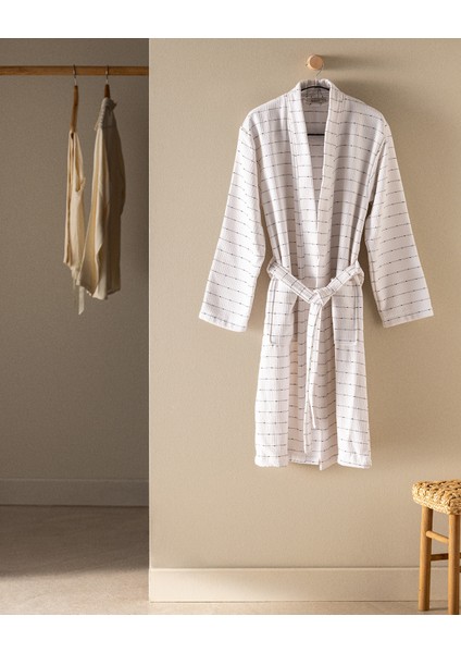 Soderna Kimono Pamuklu Unisex Bornoz - Beyaz