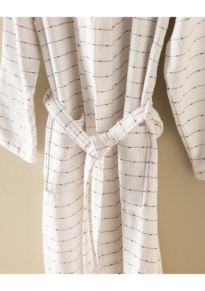 Soderna Kimono Pamuklu Unisex Bornoz - Beyaz