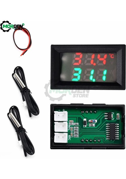 F DC4-30V 5V 12V 0.28 Inç LED Ekran Çift Ntc 10K 3950 Voltmetre Dijital Sıcaklık Sensörü Termometre Ntc Prob Kablosu (Yurt Dışından)