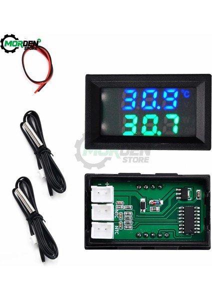 F DC4-30V 5V 12V 0.28 Inç LED Ekran Çift Ntc 10K 3950 Voltmetre Dijital Sıcaklık Sensörü Termometre Ntc Prob Kablosu (Yurt Dışından)