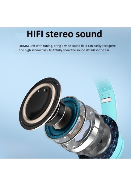 Degrade Karikatür Kedi Kulakları Kulaklık Bluetooth Kulaklık Parlayan (Yurt Dışından) modelleri