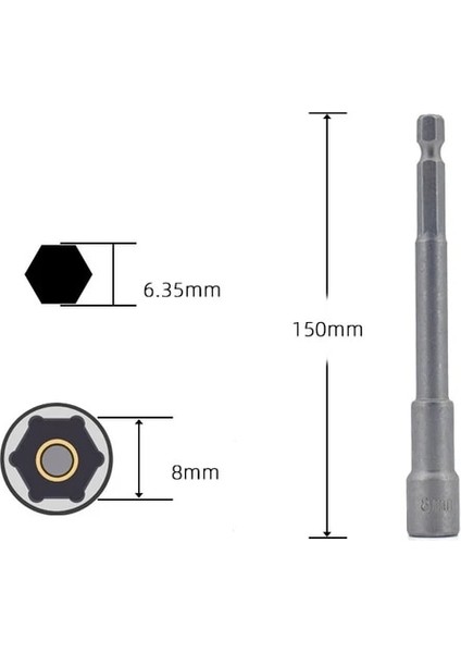 8X150MM 6-19MM Darbe Soket Manyetik Somun Tornavida Güç Somun Sürücü Matkap Ucu Seti 1/4 "altıgen Soket Adaptörü Cıvata Sürücüleri Tamir Araçları (Yurt Dışından)