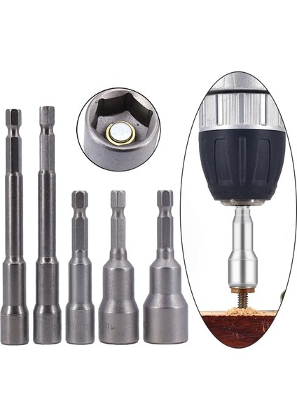 8X150MM 6-19MM Darbe Soket Manyetik Somun Tornavida Güç Somun Sürücü Matkap Ucu Seti 1/4 "altıgen Soket Adaptörü Cıvata Sürücüleri Tamir Araçları (Yurt Dışından)