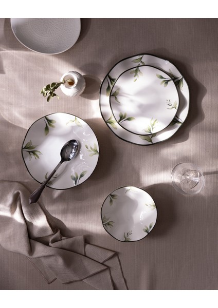 Locus 6 Kişilik 24 Parça Yemek Takımı - Beyaz/yeşil