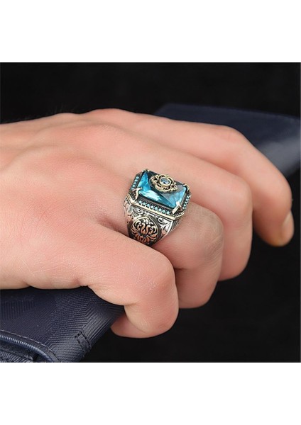 Mavi Zirkon Taşlı Gümüş Yüzük modelleri
