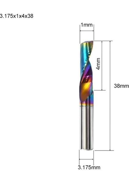 3.175X1X4 1 Adet 5A Alüminyum Freze Için Tek Flüt Dlc Kaplamalı Renkli Alüminyum Profil Kompozit Kesme Kafası Gravür (Yurt Dışından)