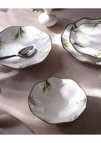 Locus 6 Kişilik 24 Parça Yemek Takımı - Beyaz/yeşil modelleri