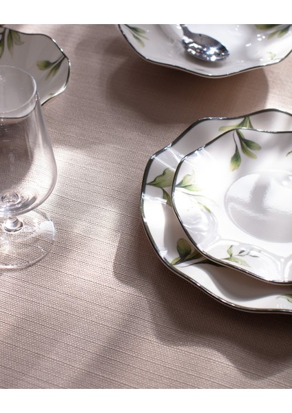 Locus 6 Kişilik 24 Parça Yemek Takımı - Beyaz/yeşil fırsatları