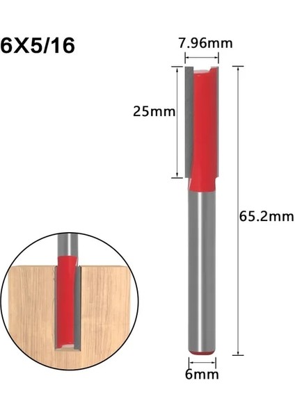 B-05 1/4 "6mm Shank Düz Bit Tungsten Karbür Tek, Çift Flüt Yönlendirici Bit Ahşap Freze Kesicisi Ahşap Sondaj Ağaç Işleme Araçları (Yurt Dışından)