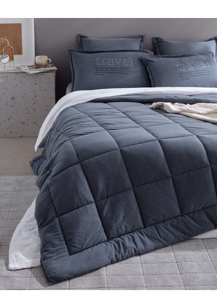 Bobigny King Size Supersoft Comforter Set - Indigo modelleri