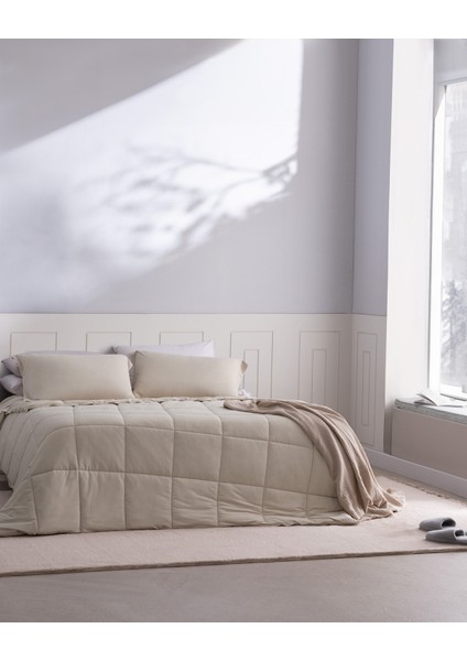 Ilus Tek Kişilik Bambu Comforter Set - Bej