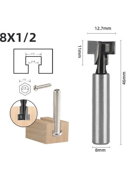 9 1/4 "6mm 6.35 mm 8mm Shank T Yuvası Kesici Yönlendirici Bit Seti Altıgen Cıvata Anahtar Delik Uçları T Planya Freze Kesici Ahşap Ağaç Işleme Için (Yurt Dışından)