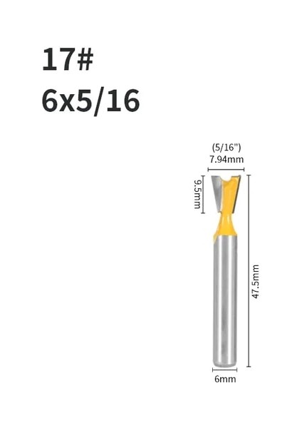 6x7.94 Yusun 6mm 6.35MM Shank Kırlangıç Ortak Yönlendirici Bit 14 Derece Ağaç Işleme Freze Kesicisi Gravür Uçları Yüz Mill (Yurt Dışından)