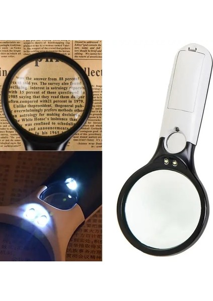 B Tipi 45X El Aydınlatmalı Büyüteç Cam Mini Mikroskop Büyüteç Okuma Haritaları 3 LED Yaşlılar Için Büyüteç Takı Tamir Aracı (Yurt Dışından)