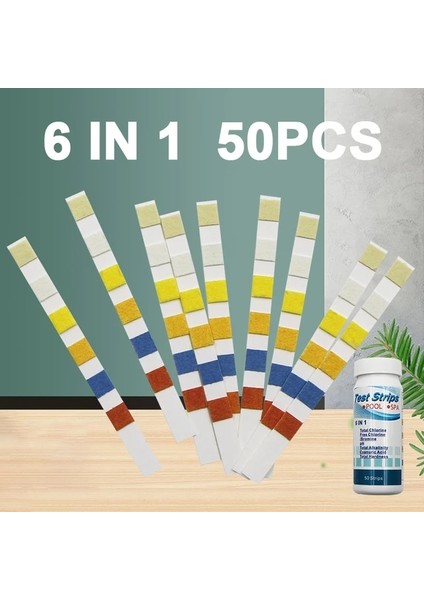 6 In 1 3-In-1 Klor Ph Test Şeritleri Spa Yüzme Havuzu Su Test Cihazı Kağıdı Artık Klor Ph Değeri Alkalinite Sertlik Test Şeridi (Yurt Dışından)