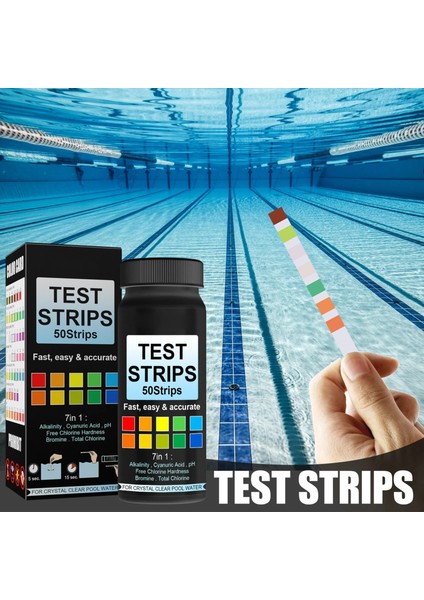 50 Adet 7 In 1 Su Test Kağıdı Tam Ph Kh Gh No2 No3 Brom Klor Ölçer Şeritleri Akvaryum Balık Tankı Su Testi Kağıt Şeritleri (Yurt Dışından)