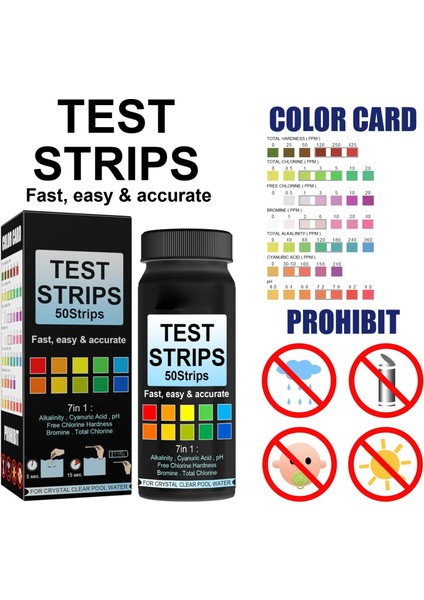 50 Adet 7 In 1 Su Test Kağıdı Tam Ph Kh Gh No2 No3 Brom Klor Ölçer Şeritleri Akvaryum Balık Tankı Su Testi Kağıt Şeritleri (Yurt Dışından) fırsatları