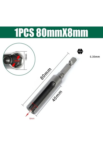 1 Adet 80MMX8MM 8MM-19MM Açık Altıgen Soket Kol Somun Anahtarı Darbeli Elektrikli Tornavida Soket Elektrik Anahtarı 65/80/100MM Matkap Ucu Adaptör Aracı (Yurt Dışından)