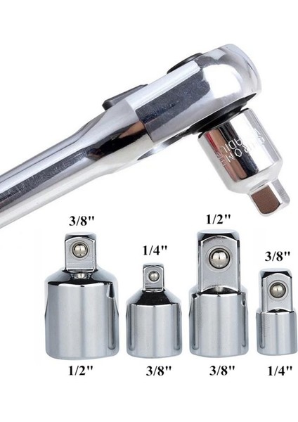 01 Cırcır Anahtar Soket Dönüştürücü Kafa Kol Adaptörü 1/2" Büyük Uç 3/8" Uç 1/4" Çelik - 1/4" - 1/2" - 3/8" (Yurt Dışından)