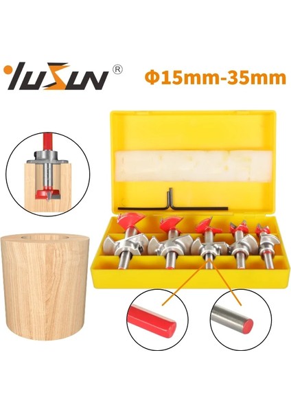 15MM Altıgen Yusun 5 Adet D15MM-35MM Menteşe Sıkma Uçları Yönlendirici Bit Ağaç Işleme Freze Kesicisi Ahşap Bit Yüz Değirmeni Karbür Kesici Uç Değirmeni (Yurt Dışından)