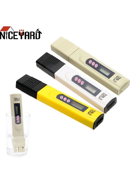 Beyaz Nıceyard Su Sayacı LCD Dijital Tds Metre Test Cihazı Kalite Test Kalemi Temp/ppm 0-9999 Ppm Su Saflığı Filtresi Ölçme Araçları (Yurt Dışından)