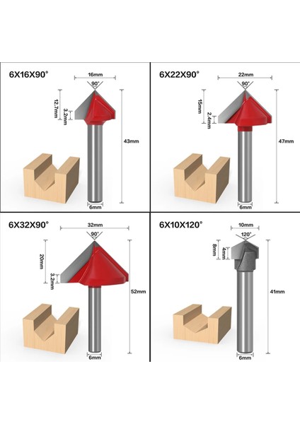 6X32X150 6mm V Bit-1pcs, Cnc Katı Karbür Parmak Freze, Tungsten Çelik Ağaç Işleme Freze Kesicisi, 3D Ahşap Mdf Freze Ucu, 60 90 120 150 Derece (Yurt Dışından)