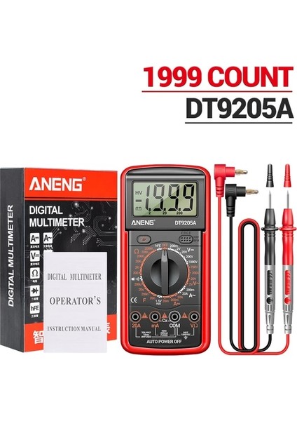 Kırmızı DT9205A Dijital Multimetre Ac/dc Transistör Test Cihazı Elektrik Ncv Test Ölçer Elektrikli Aletler Için Profesyonel Analog (Yurt Dışından)