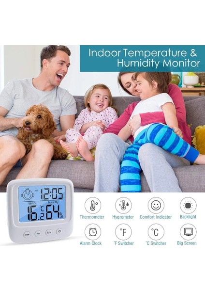 Gri LCD Elektronik Dijital Sıcaklık Nem Ölçer Kapalı Dış Mekan Termometre Higrometre Hava Istasyonu Saati (Yurt Dışından) indirimleri