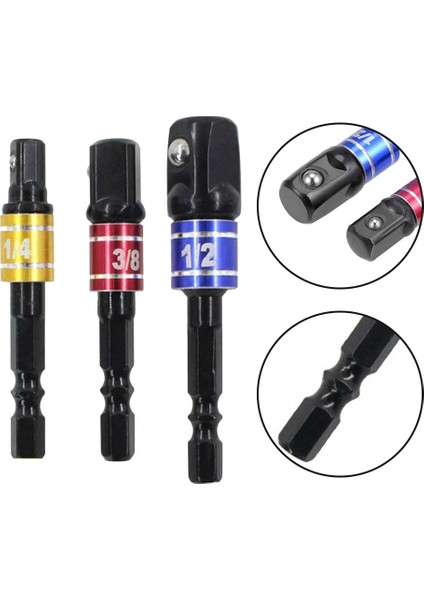 3 Adet Matkap Soket Adaptörü Darbeli Matkap Uzatma Matkap Uçları Bar Soket Adaptörü 1/4 3/8 1/2 Boyutu Hex Shank Kare Kafa Matkap Ucu (Yurt Dışından)