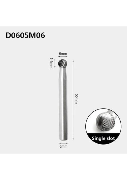 D0605M06 1 Adet D0605M06M06 DX1210M06/1614M06 Dayanıklı Karbür Döner Dosya Tungsten Çelik Taşlama Kafası Freze Kesici Topu Tipi D Tipi Aracı (Yurt Dışından)