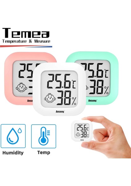 A Tipi Yeşil Temea Smiley Mini LCD Dijital Termometre Higrometre Kapalı Oda Sıcaklığı Nem Ölçer Sensör Ölçer Hava Istasyonu (Yurt Dışından) fiyatları