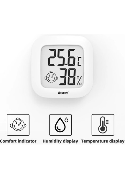 A Tipi Yeşil Temea Smiley Mini LCD Dijital Termometre Higrometre Kapalı Oda Sıcaklığı Nem Ölçer Sensör Ölçer Hava Istasyonu (Yurt Dışından) modelleri