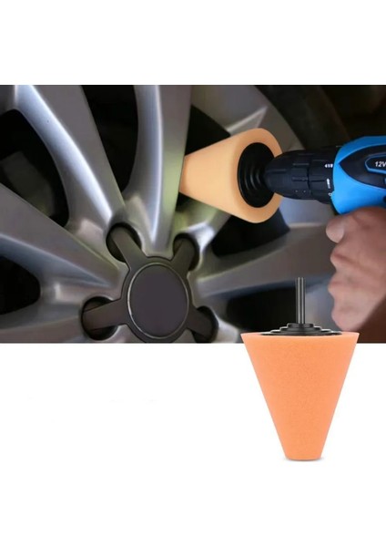Mavi 1 Adet Araba Parlatma Köpük Süngeri Otomotiv Parlatma Konisi Şekilli Parlatma Pedleri Araba Tekerlek Göbeği Bakımı Metal Ped Parlatma Aracı (Yurt Dışından)