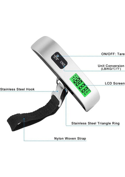 50 kg LCD Dijital Elektronik Bagaj Ölçeği Taşınabilir Bavul Asılı Ağırlık Aracı Ağırlık Ölçüm Aleti (Yurt Dışından) fiyatları