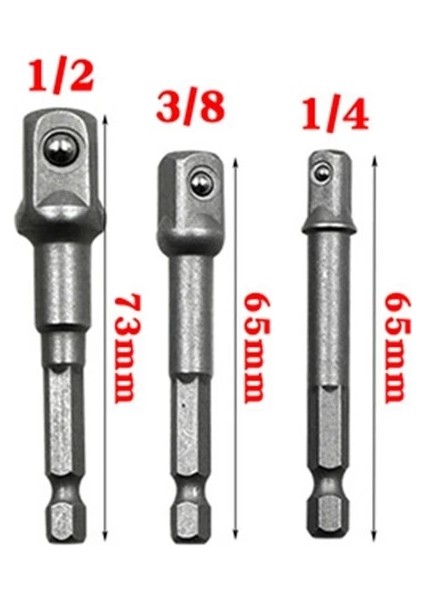 Stil 2 3 Adet/takım Krom Vanadyum Çelik Soket Adaptörü Hex Shank 1/4 "3/8" 1/2 "uzatma Matkap Uçları Seti Bar Hex Bit Seti Elektrikli El Aletleri (Yurt Dışından)