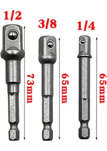 Stil 2 3 Adet/takım Krom Vanadyum Çelik Soket Adaptörü Hex Shank 1/4 "3/8" 1/2 "uzatma Matkap Uçları Seti Bar Hex Bit Seti Elektrikli El Aletleri (Yurt Dışından) fırsatları