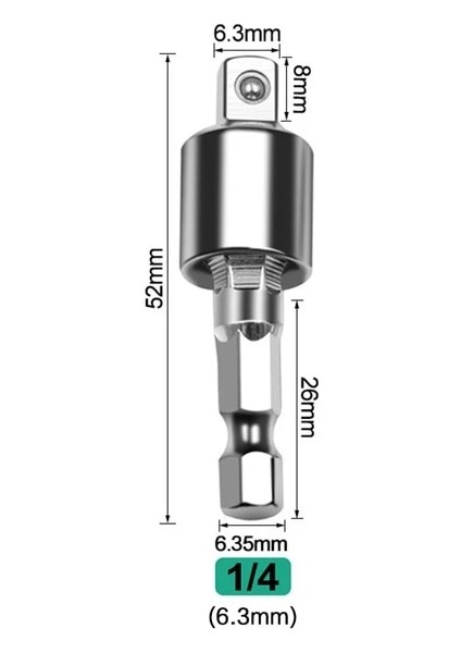 1pc(6.3mm) Stonego Elektrik Anahtarı Matkap Soket Adaptörü - Darbeli Sürücü Için Dönebilen Kare Dönüştürücü Aracı, 1pc/3pcs, 1/4", 3/8", 1/2" (Yurt Dışından)