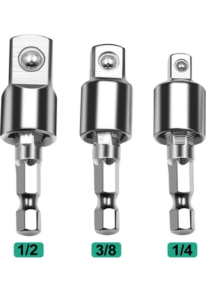 1pc(6.3mm) Stonego Elektrik Anahtarı Matkap Soket Adaptörü - Darbeli Sürücü Için Dönebilen Kare Dönüştürücü Aracı, 1pc/3pcs, 1/4", 3/8", 1/2" (Yurt Dışından)