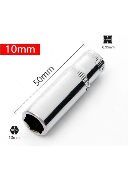 BS09-10MM-5CM 1 Adet Yüksek Kalite 1/4 Lokma Seti Adapterlong Soketler 4-14MM Derin Soket Aracı Kafaları Tork Anahtarı Cırcır Soket Anahtarı (Yurt Dışından)