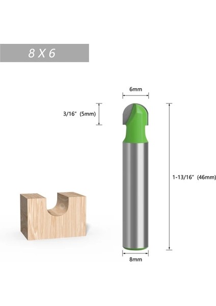8X6MM La Vıe 1 Adet 8mm Shank Bilyalı Uçlu Freze Yuvarlak Burun Koyu Cnc Freze Ucu Yarıçapı Çekirdek Kutusu Katı Karbür Yönlendirici Bit Araçları (Yurt Dışından)