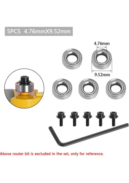 1 Adet 4.76X25.4MM Dayanıklı Çelik Rulmanlar Aksesuarları Kiti Yönlendirici Uçları Kafaları ve Sap Üste Monte 1/2, 3/8, 3/4 Rulman Durdurma Halkası Için Uygundur (Yurt Dışından)