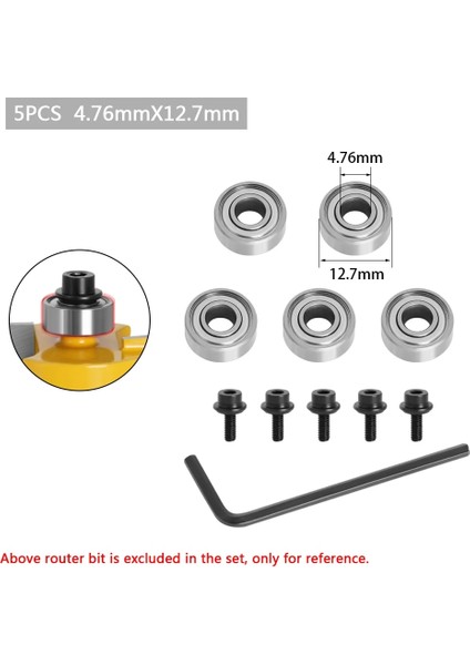 1 Adet 4.76X25.4MM Dayanıklı Çelik Rulmanlar Aksesuarları Kiti Yönlendirici Uçları Kafaları ve Sap Üste Monte 1/2, 3/8, 3/4 Rulman Durdurma Halkası Için Uygundur (Yurt Dışından)