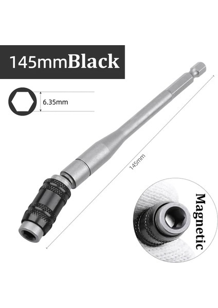 145MM Siyah 1/4 "hex Manyetik Halka Tornavida Uçları Matkap El Aletleri Matkap Ucu Uzatma Çubuğu Hızlı Değişim Tutucu Tahrik Kılavuzu Vida Matkap Ucu (Yurt Dışından)