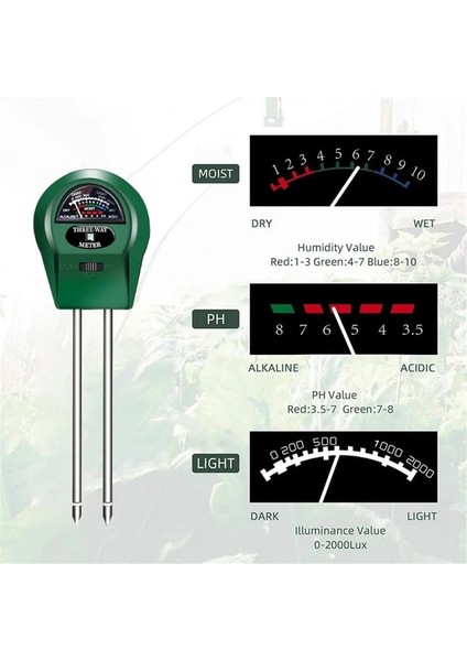 3 In 1 3 In1 Toprak Su Nem Ph Ölçer Asitlik Nem Güneş Işığı Işığı Ph Testi Bahçe Çiçekleri Nem Sensörü Test Cihazı Test Cihazı (Yurt Dışından)
