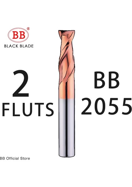 1.5X4X4X50 2F-BB2055 Bb Cnc Karbür Düz Uçlu Değirmen Tungsten Kesici 2 4 Flüt Metal Çelik Işleme Aracı Anahtar Yüzü Kare Yönlendirici Bit 6 8 12 Shank HRC55 (Yurt Dışından)