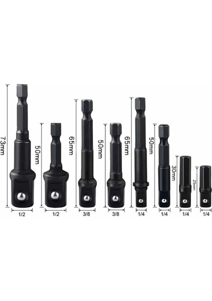 Kısa 3 Adet (1 Takım) Darbe Soketi Adaptör Soket Seti Darbe Soketi Adaptörü Dönüştürücü 1/4 3/8 1/2 Inç Somun Sürücü Soket Hex Shank Uzatma El Aleti (Yurt Dışından)